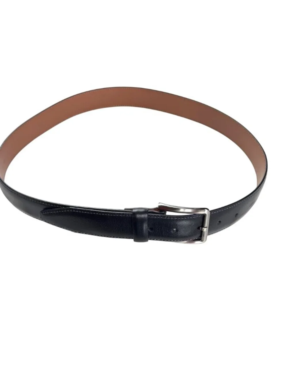 Johnston Murphy Men’s Dress Belt Black Leather Silver-Tone Buckle Size 38
